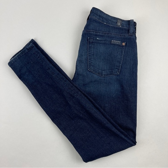 7 For All Mankind Jeans Womens Size 26 The Skinny Blue Dark Wash Denim - Picture 1 of 12